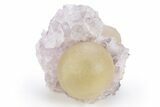 Yellow Botryoidal Fluorite Spheres on Amethyst - India #306004-1